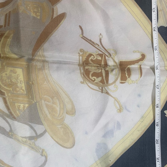 Hermes of Paris-Black and Gold Silk Scarf - Picture 7 of 8